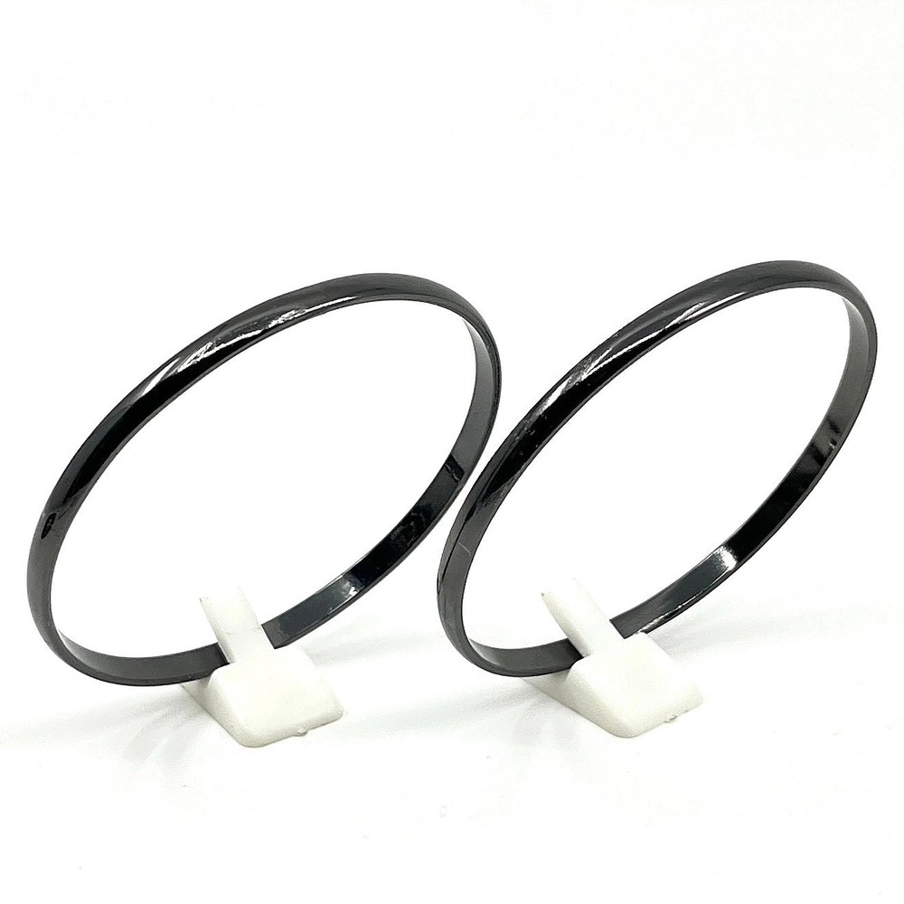 Vintage Black‎ Metal Bangle Set Textured Gunmetal Tone Stackable Bracelets (5pc)
